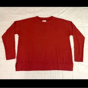 Lucky Brand Scoop Neck Sweater Womens L Flowy Burnt Orange Lightweight Boho